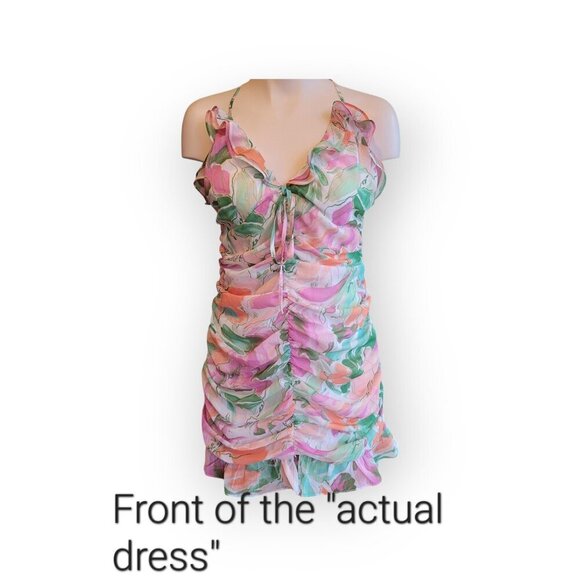 Abstract Watercolor Smocked Mini Dress Large by Lost + Wander - Picture 10 of 16